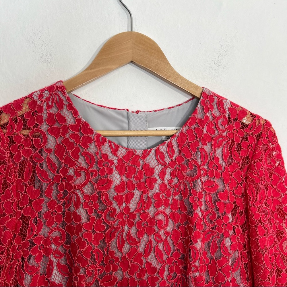 L.K. Bennett Wardour Pencil Pink Lace Overlay Size 12 - Picture 6 of 15